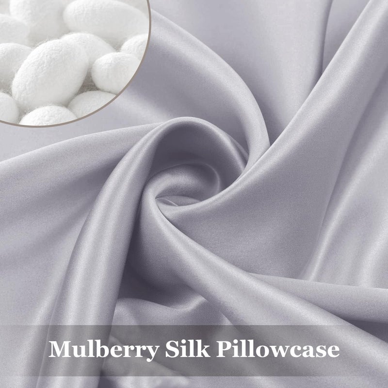 Adubor 100% Silk Pillowcase - Mulberry Silk Pillow Cases, 23 Momme 6A Grade Fibers, Silk Pillow Case for Hair and Skin Health, with Hidden Zipper (King 20''Ã—36'', Silver Gray, 1PC) - Image 3